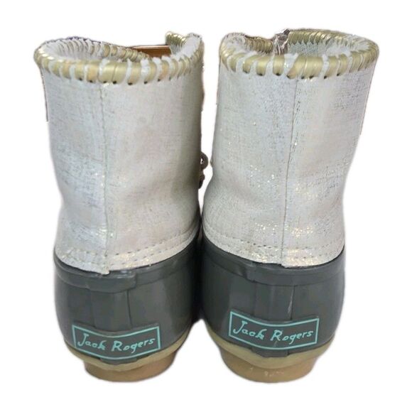 Jack Rogers Chloe Duck Rain Boots Olive Green Gold Sz 7 Shimmery Waterproof - Picture 6 of 15